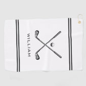 Gepersonaliseerde naam White Stripes Stijlvol Golfhanddoek (Horizontaal)