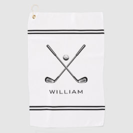 Gepersonaliseerde naam White Stripes Stijlvol Golfhanddoek