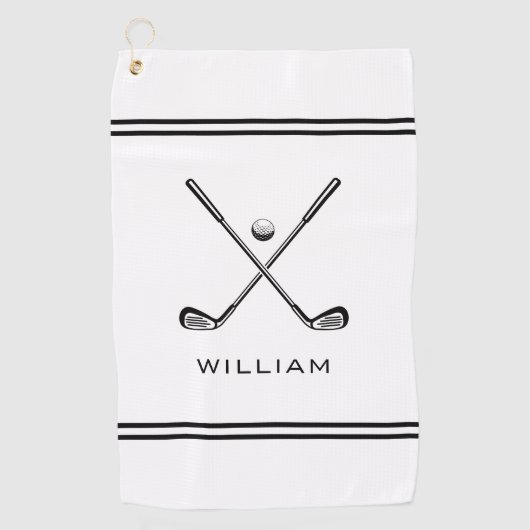 Gepersonaliseerde naam White Stripes Stijlvol Golfhanddoek (Voorkant)