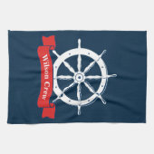 Gepersonaliseerde naam, wiel van het witte zeeschi theedoek (Horizontaal)