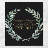 GEPERSONALISEERDE NAAM WIJNFLES ACHTERNAAM BRUILOF WIJN ETIKET (Enkel label)