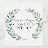 GEPERSONALISEERDE NAAM WIJNFLES ACHTERNAAM BRUILOF WIJN ETIKET (Enkel label)