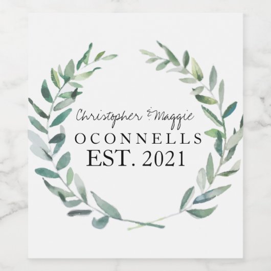 GEPERSONALISEERDE NAAM WIJNFLES ACHTERNAAM BRUILOF WIJN ETIKET (Enkel label)