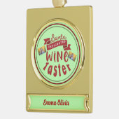 Gepersonaliseerde naam Wijnliefhebber Kerstmis Verguld Banner Ornament (Links)