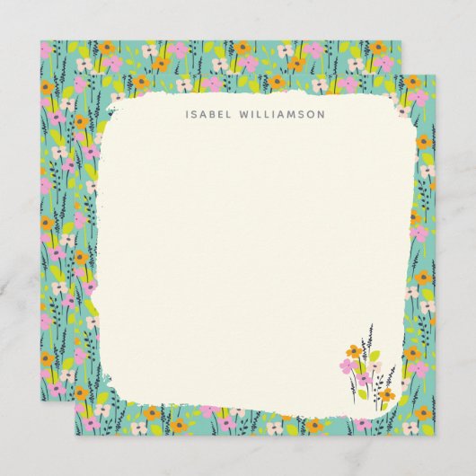 Gepersonaliseerde naam Wildflower Bloementuin Groe Notitiekaartje (Voorkant / Achterkant)