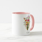 Gepersonaliseerde naam Wildflower Floral Pink Mok (Voorkant rechts)
