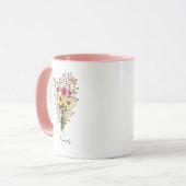 Gepersonaliseerde naam Wildflower Floral Pink Mok (Voorkant links)