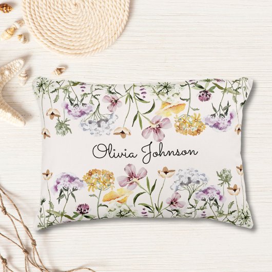 Gepersonaliseerde naam Wildflower Garden Accent Kussen