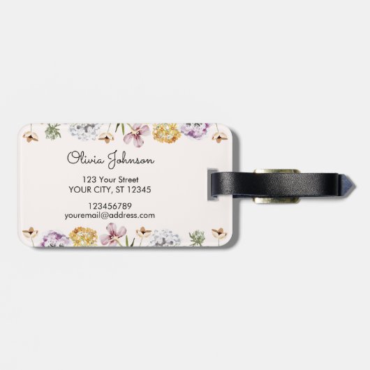 Gepersonaliseerde naam Wildflower Garden Bagagelabel (Achterkant horizontaal)