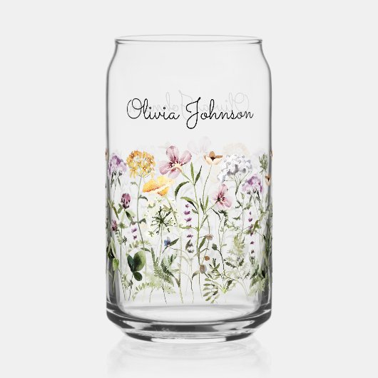 Gepersonaliseerde naam Wildflower Garden Blikvorm Glas (Achterkant)