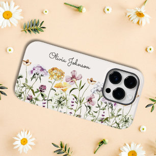 Gepersonaliseerde naam Wildflower Garden Case-Mate iPhone 14 Pro Hoesje