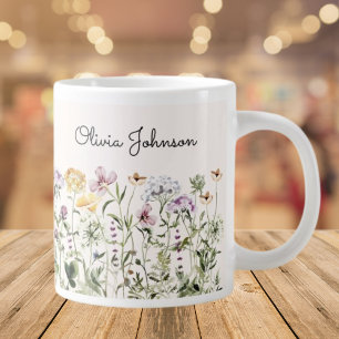 Gepersonaliseerde naam Wildflower Garden Grote Koffiekop