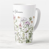 Gepersonaliseerde naam Wildflower Garden Latte Mok (Rechterhoek)