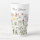 Gepersonaliseerde naam Wildflower Garden Latte Mok (Voorkant)