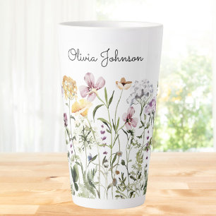 Gepersonaliseerde naam Wildflower Garden Latte Mok