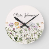 Gepersonaliseerde naam Wildflower Garden Ronde Klok (Voorkant)