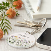 Gepersonaliseerde naam Wildflower Garden Sleutelhanger (Voorkant Rechts)