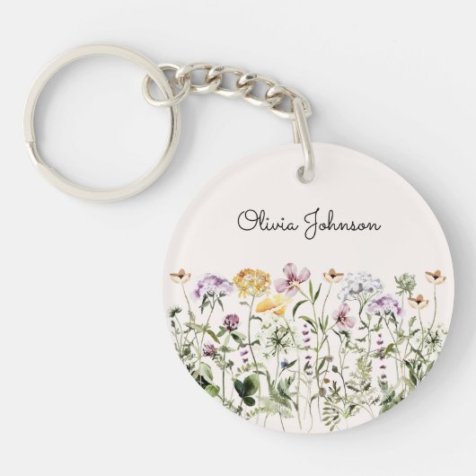 Gepersonaliseerde naam Wildflower Garden Sleutelhanger (Voorkant)