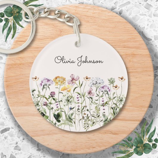 Gepersonaliseerde naam Wildflower Garden Sleutelhanger