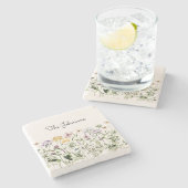 Gepersonaliseerde naam Wildflower Garden Stenen Onderzetter (Zijkant)