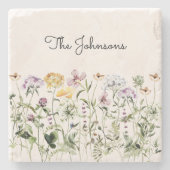 Gepersonaliseerde naam Wildflower Garden Stenen Onderzetter (Voorkant)