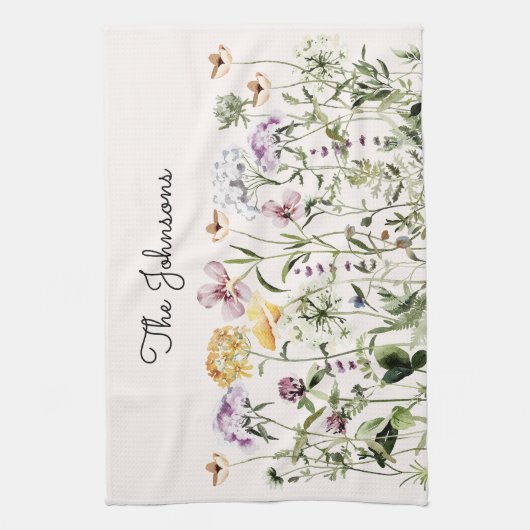 Gepersonaliseerde naam Wildflower Garden Theedoek (Verticaal)