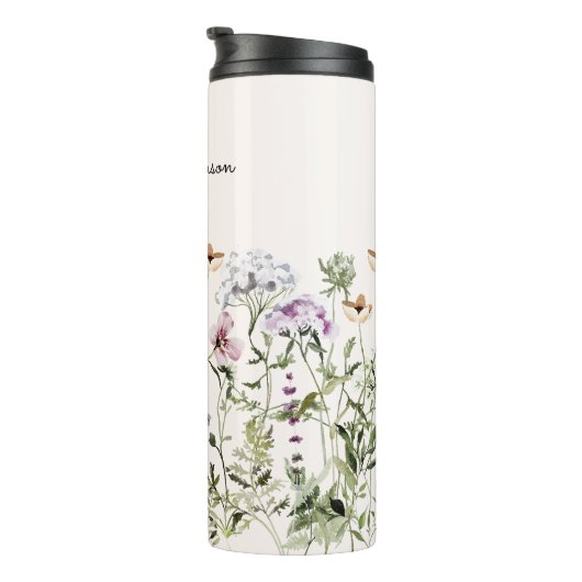 Gepersonaliseerde naam Wildflower Garden Thermosbeker (Geroteerd rechts)