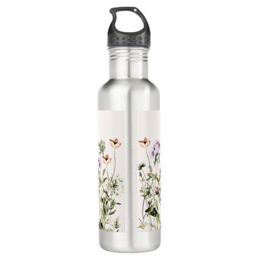 Gepersonaliseerde naam Wildflower Garden Waterfles (Achterkant)