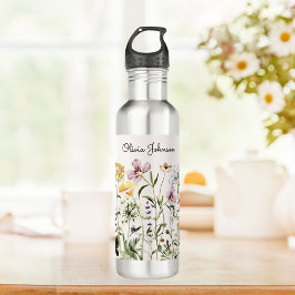 Gepersonaliseerde naam Wildflower Garden Waterfles