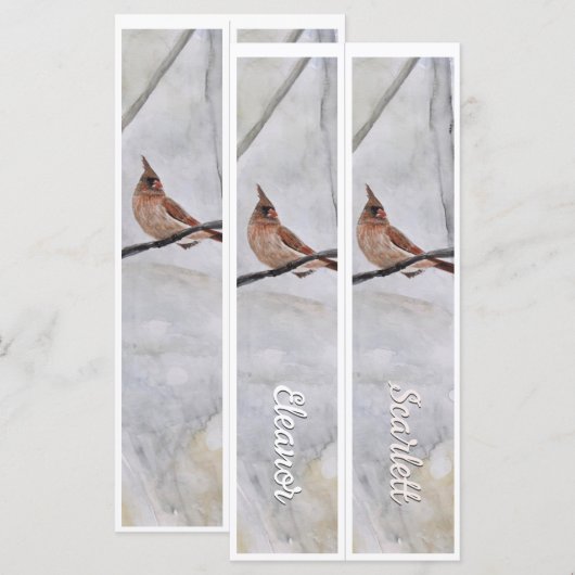 Gepersonaliseerde naam Winter Kardinaal Twee Bladw (Voorkant / Achterkant)