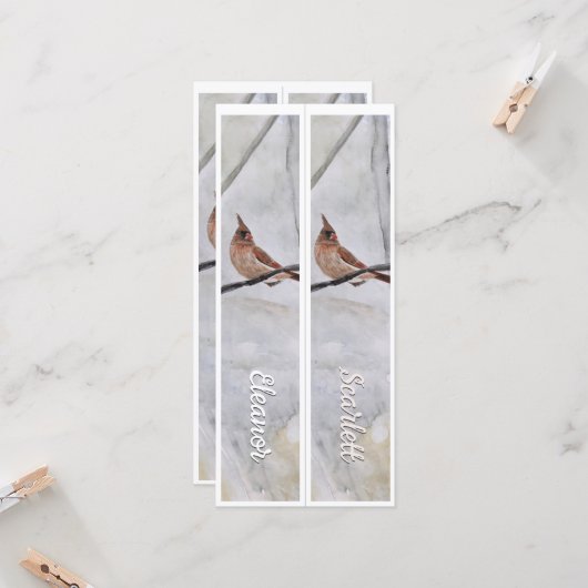 Gepersonaliseerde naam Winter Kardinaal Twee Bladw (Voorkant / Achterkant in situ)