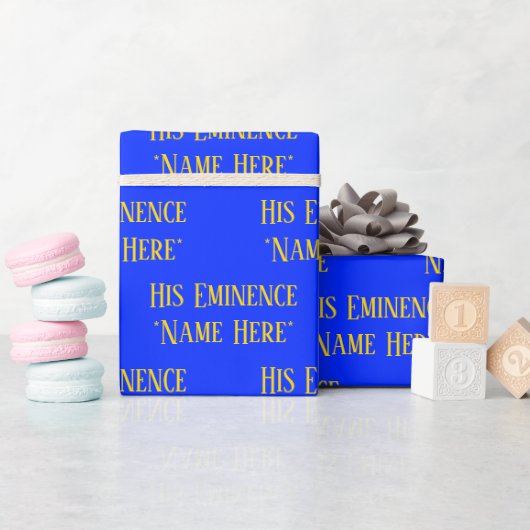 Gepersonaliseerde naam Wish Elegant Royal Blue Yel Cadeaupapier (Baby Shower)