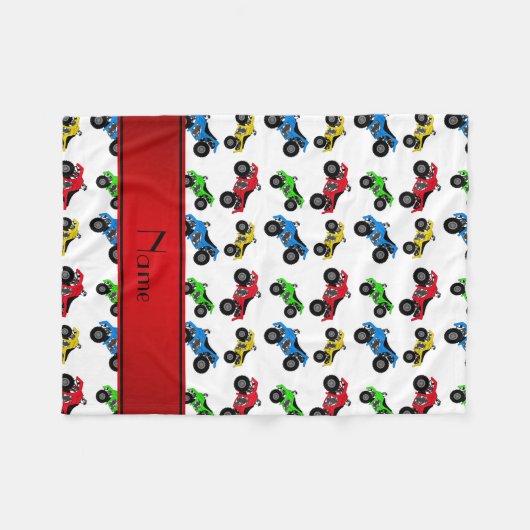 Gepersonaliseerde naam wit atv patroon fleece deken (Voorkant (Horizontaal))