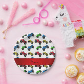 Gepersonaliseerde naam wit atv patroon papieren bordje (Feest)