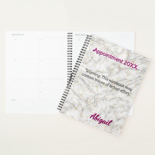 Gepersonaliseerde Naam Wit Goud Marmer Benoeming Planner (Display)