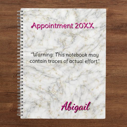 Gepersonaliseerde Naam Wit Goud Marmer Benoeming Planner