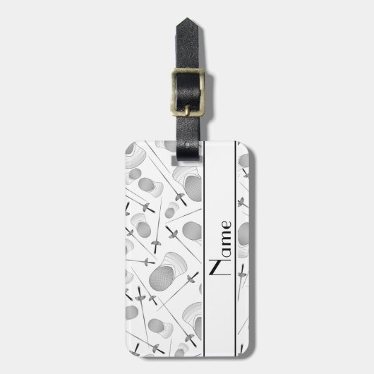 Gepersonaliseerde naam wit omheining patroon bagagelabel (Voorkant verticaal)