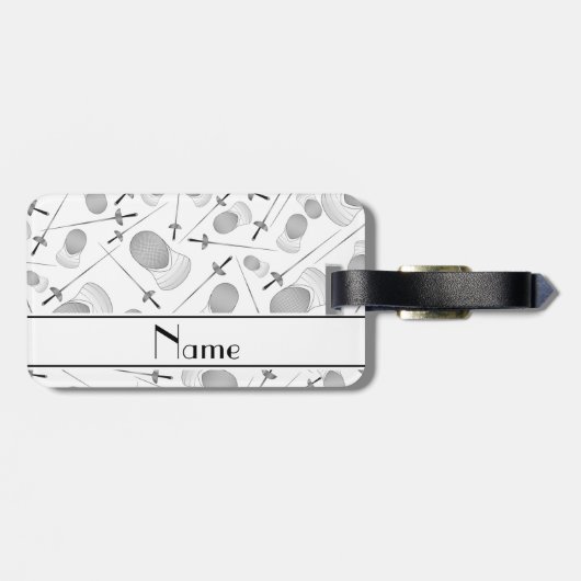 Gepersonaliseerde naam wit omheining patroon bagagelabel (Achterkant horizontaal)