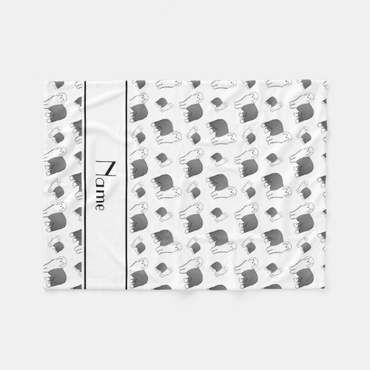 Gepersonaliseerde naam wit Oude Engelse Sheepdog h Fleece Deken (Voorkant (Horizontaal))