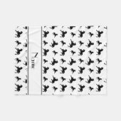 Gepersonaliseerde naam wit patroon zwarte paarden fleece deken (Voorkant (Horizontaal))