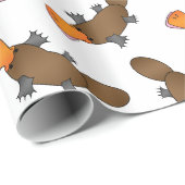 Gepersonaliseerde naam wit platypuspatroon cadeaupapier (Rol Hoek)