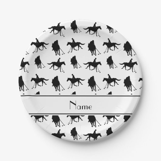 Gepersonaliseerde naam wit polopatroon papieren bordje (Voorkant)