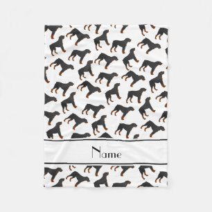 Gepersonaliseerde naam wit rottweiler hondenpatroo fleece deken