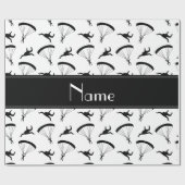Gepersonaliseerde naam wit skydiving patroon cadeaupapier (Vlak)