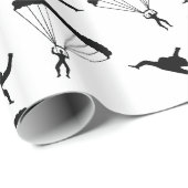 Gepersonaliseerde naam wit skydiving patroon cadeaupapier (Rol Hoek)
