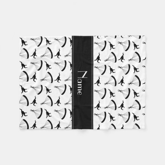 Gepersonaliseerde naam wit skydiving patroon fleece deken (Voorkant (Horizontaal))