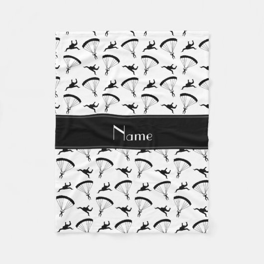 Gepersonaliseerde naam wit skydiving patroon fleece deken (Voorkant)