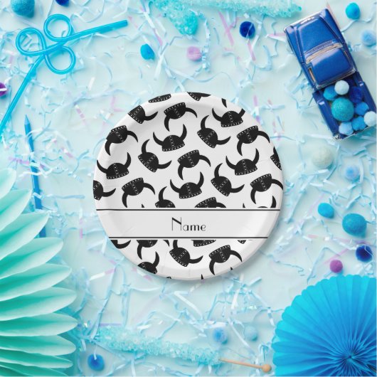 Gepersonaliseerde naam wit wandelend pet patroon papieren bordje (Feest)