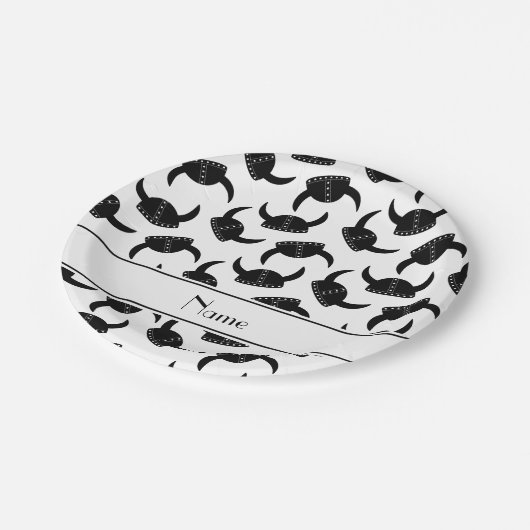 Gepersonaliseerde naam wit wandelend pet patroon papieren bordje (Gekanteld)