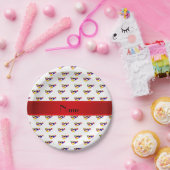 Gepersonaliseerde naam: witte biljartballen rode s papieren bordje (Feest)